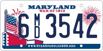 MD license plate 6MD3542