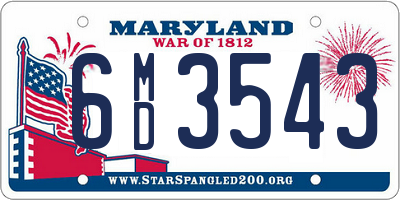 MD license plate 6MD3543