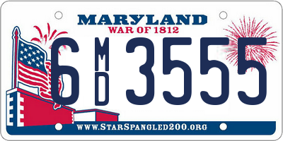 MD license plate 6MD3555