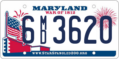 MD license plate 6MD3620