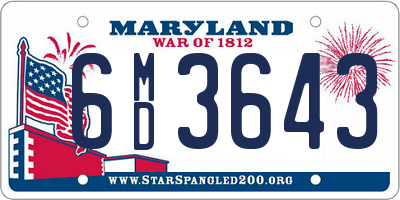 MD license plate 6MD3643