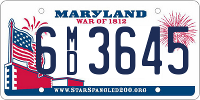 MD license plate 6MD3645