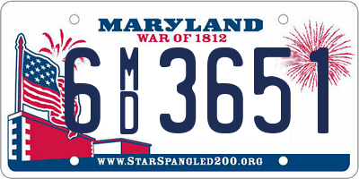 MD license plate 6MD3651