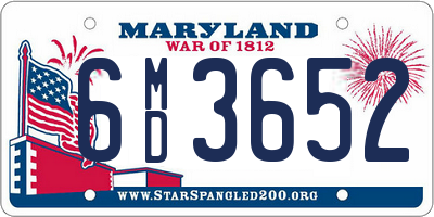 MD license plate 6MD3652