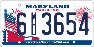 MD license plate 6MD3654