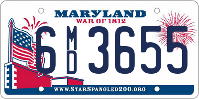 MD license plate 6MD3655