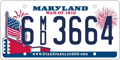 MD license plate 6MD3664