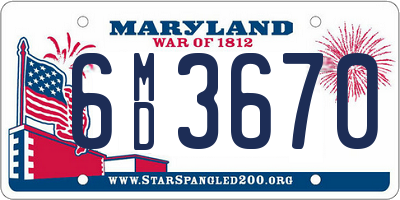 MD license plate 6MD3670