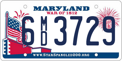 MD license plate 6MD3729