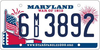 MD license plate 6MD3892