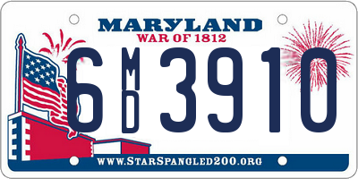 MD license plate 6MD3910