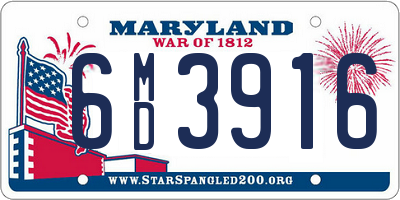 MD license plate 6MD3916