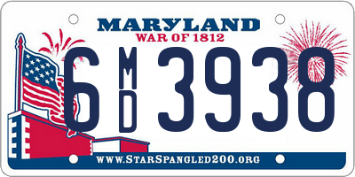 MD license plate 6MD3938