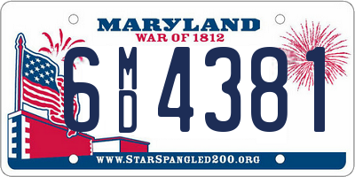 MD license plate 6MD4381
