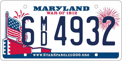 MD license plate 6MD4932