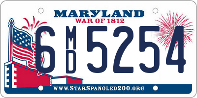 MD license plate 6MD5254