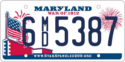 MD license plate 6MD5387