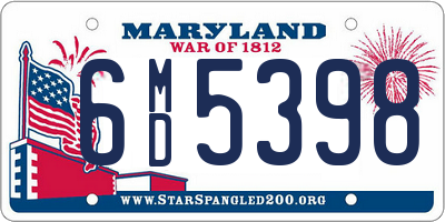 MD license plate 6MD5398