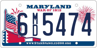 MD license plate 6MD5474