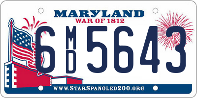 MD license plate 6MD5643