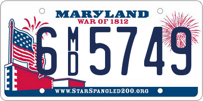 MD license plate 6MD5749