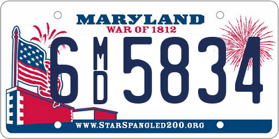 MD license plate 6MD5834