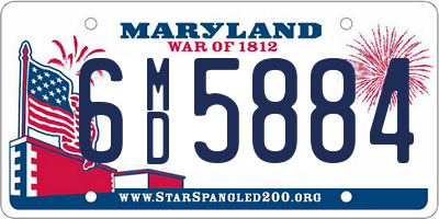 MD license plate 6MD5884