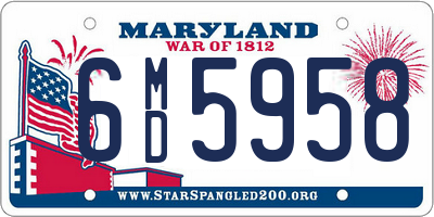 MD license plate 6MD5958