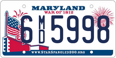 MD license plate 6MD5998