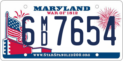 MD license plate 6MD7654