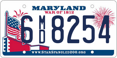 MD license plate 6MD8254