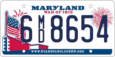 MD license plate 6MD8654