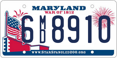 MD license plate 6MD8910