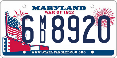 MD license plate 6MD8920