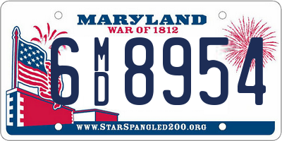 MD license plate 6MD8954