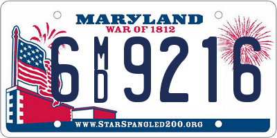 MD license plate 6MD9216