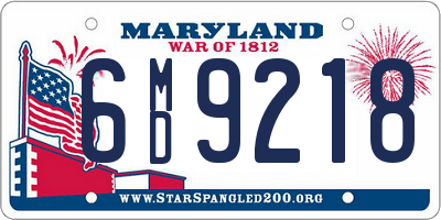 MD license plate 6MD9218