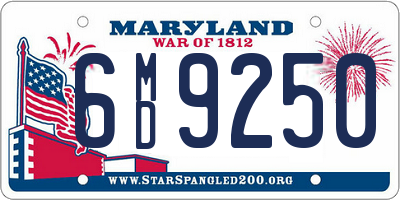 MD license plate 6MD9250