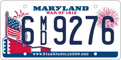 MD license plate 6MD9276