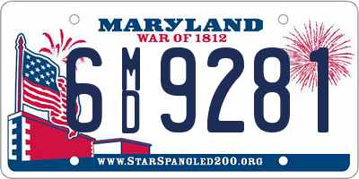 MD license plate 6MD9281