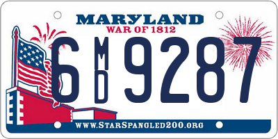 MD license plate 6MD9287