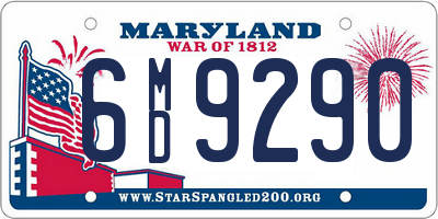 MD license plate 6MD9290