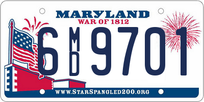 MD license plate 6MD9701