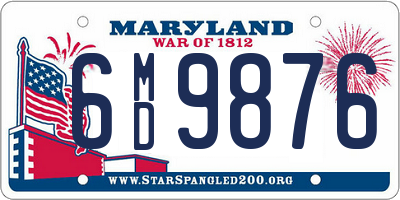 MD license plate 6MD9876