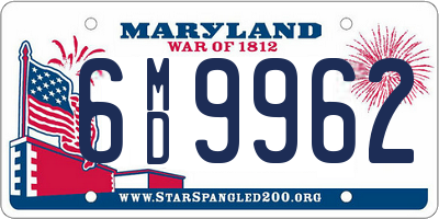 MD license plate 6MD9962