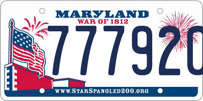 MD license plate 777920M