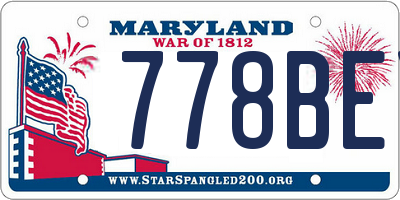 MD license plate 778BEY