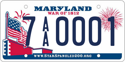 MD license plate 7AA0001