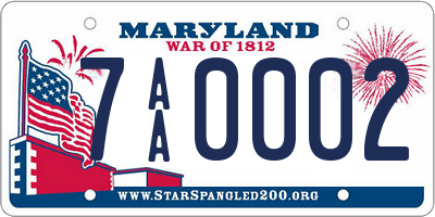 MD license plate 7AA0002