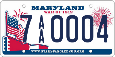 MD license plate 7AA0004